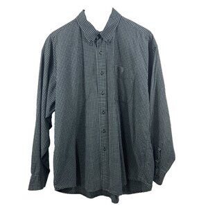 Haggar Men XL Button Up Green Dress Shirt 100% Cotton